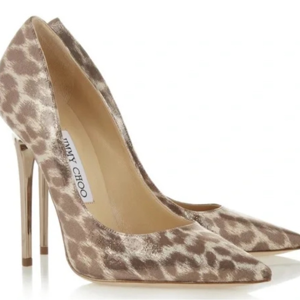 Jimmy Choo Brown and Gold Stiletto Heels